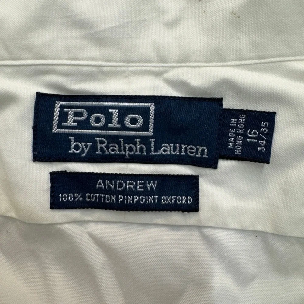Polo Ralph Lauren Andrew White Pinpoint Oxford Shirt Mens 16 34/35 Cotton